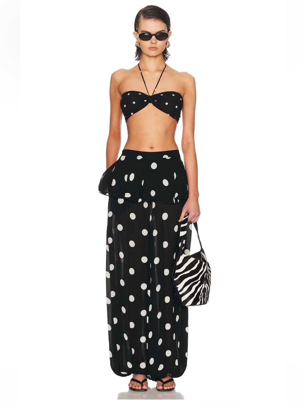 ADRIANA DEGREAS matching polka dot pant set W/bandeau top